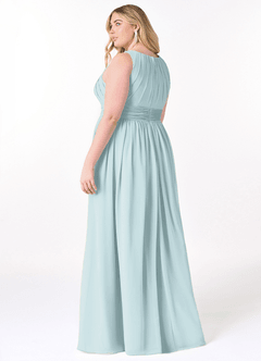 Azazie Harper Bridesmaid Dresses Mist A-Line Pleated Chiffon Dress image7