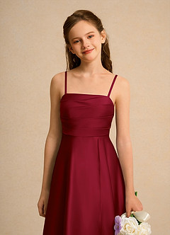 Azazie Pebbles Girl Flower Girl Klänningar Klä A-Line i Matt satäng Plisserad image4