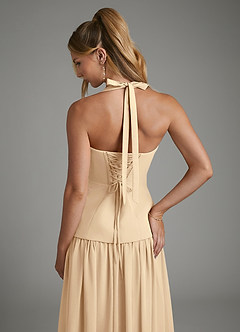 Azazie Michelle Robes de demoiselle d'honneur Robe Trapèze en Mousseline de soie Corset Champagne image8