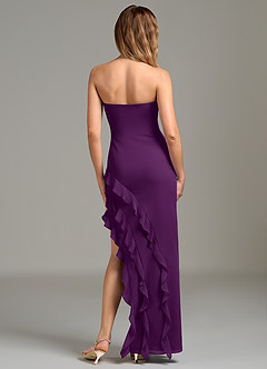 Azazie Lanette Bridesmaid Dresses Grape Sheath Ruched Chiffon Dress image7