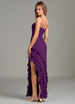 Azazie Lanette Bridesmaid Dresses Grape Sheath Ruched Chiffon Dress image2