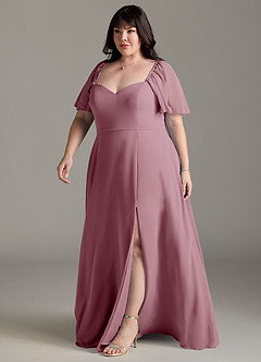 Azazie Chloe Bridesmaid Dresses Vintage Mauve A-Line Sweetheart Neckline Chiffon Dress image11