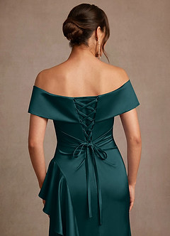 Azazie Kirsty vestidos de madre de la novia Vestido de Pino de Satén Elástico de Corte Recto con Vestidos sin tirantes image6