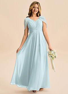 Azazie Emma Junior Vestido de Neblina de Gasa de Corte en A con Plisado image1