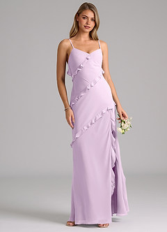 Azazie Nancie Bridesmaid Dresses Frosted Lilac Mermaid Ruched Chiffon Dress image4