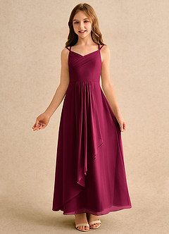 Azazie Zaida Girls Formal Flower Girl Dresses Burgundy A-Line Pleated Chiffon Dress image4