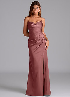 Azazie Claudelle Suknie dla druhen Syrena Bez ramiączek Satyna elastyczna Do ziemi Sukienka image6