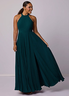 Barbie ♥ Azazie Bridesmaid Dresses Pine A-Line Pleated Chiffon Dress image9
