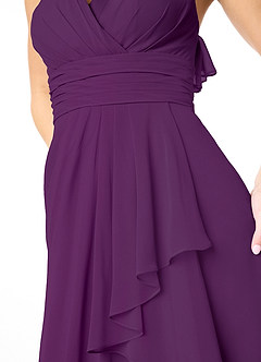 Azazie Aviv Bridesmaid Dresses Grape A-Line Pleated Chiffon Dress image4