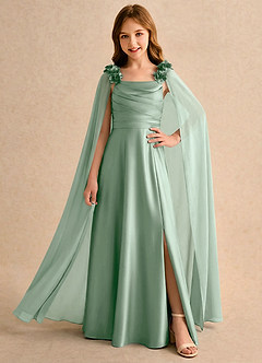 Azazie Rosita Girls Formal Flower Girl Klänningar Klä A-Line i Stretch Satin Plisserad image1