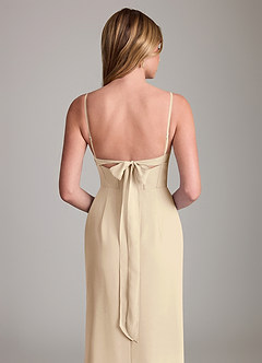 Azazie Mai Bridesmaid Dresses Champagne Sheath Pleated Chiffon Dress image6