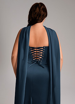 Azazie Sorrel Bridesmaid Dresses Dark Navy Mermaid Strapless Stretch Satin Convertible Dress image11