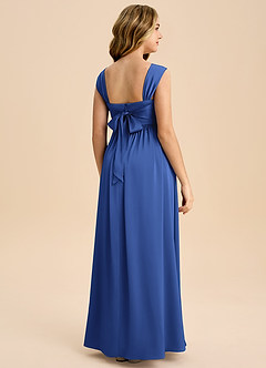 Azazie Hattie Junior Royal Blue A-Line Pleated Stretch Satin Dress image7