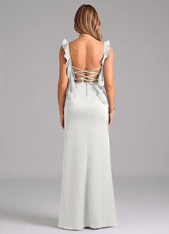 Azazie Jessamine Brautjungfernkleider Etui Korsett Stretch-Satin Kleid Weiß image6