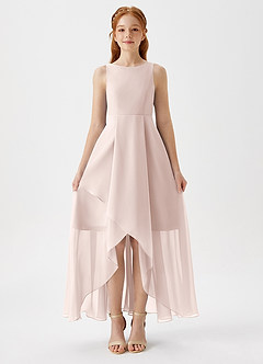 Azazie Lizette Junior Rose Petal A-Line Pleated Chiffon Dress image3