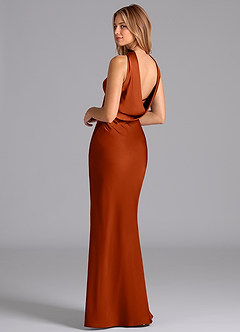 Azazie Lusinda Bridesmaid Dresses Paprika Mermaid Strapless Stretch Satin Dress image2