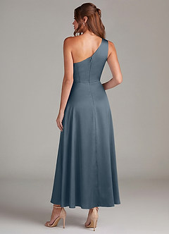 Azazie Brooke Robes de demoiselle d'honneur Robe Trapèze en Satin extensible Une épaule Violet Crépusculaire image7