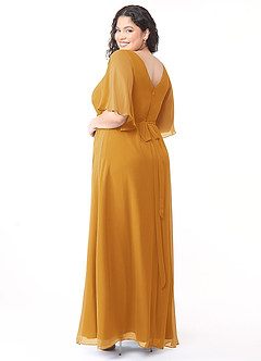 Azazie Cierra Bridesmaid Dresses Butterscotch A-Line V-Neck Chiffon Dress image12