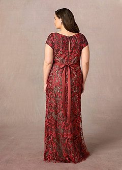 Azazie Dorit Mother of the Bride Dresses Rust Champagne Sheath Scoop Lace Dress image9