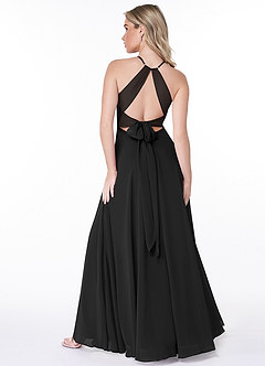 Azazie Evalleen Bridesmaid Dresses Black A-Line Pleated Chiffon Dress image4