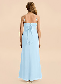 Azazie Nettie Junior Sky Blue A-Line Pleated Chiffon Dress image2