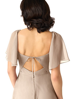 Azazie Chloe Bridesmaid Dresses Taupe A-Line Sweetheart Neckline Chiffon Dress image3