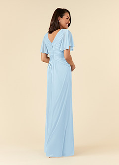 Azazie Emmeline Mère de la mariée Robes Robe Trapèze en Maille Col V plissé Bleu Ciel image4