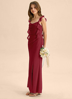 Azazie Jessamine Junior Pomegranate Mermaid Sweetheart Neckline Chiffon Dress image5