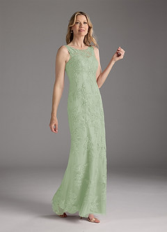 Azazie Whilhelmina vestidos de madre de la novia Vestido de Salvia Polvorienta de Gasa de Sirena con Encaje image4