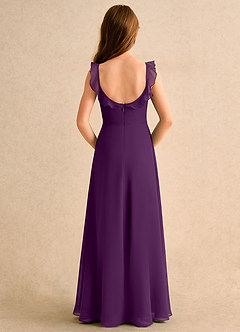 Azazie Chip Girls Formal Flower Girl Dresses Grape A-Line Sleeveless Chiffon Dress image2
