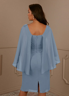 Azazie Mirra Mother of the Bride Dresses Dusty Blue Sheath Scoop Pleated Chiffon Dress image6