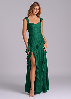 Azazie Sloane Bridesmaid Dresses Emerald A-Line Sweetheart Neckline Floral Burnout Dress image6