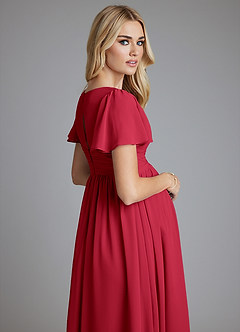 Azazie Verna Maternity Bridesmaid Dresses A-Line V-Neck Ruched Chiffon Floor-Length Dress image7