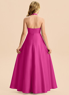 Azazie Kady Junior Fuchsia A-Line Sweetheart Neckline Stretch Satin Dress image2