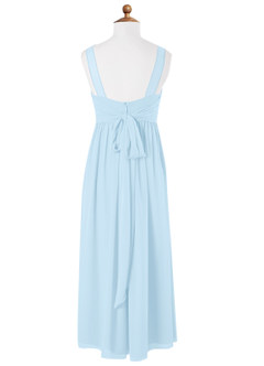 Azazie Kora Junior A라인 주름진 쉬폰 플로어 길이 주니어 신부 들러리 드레스 image6