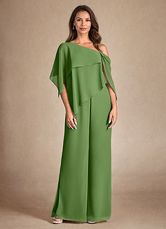 Azazie Halima Abiti per la Madre della Sposa Abito Tuta Pantaloni in Chiffon Spacco Laterale Basilico image5