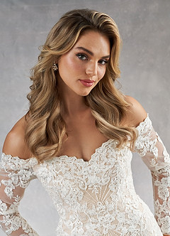 Azazie Empiria Wedding Dresses Diamond White Champagne Mermaid Sequins Tulle Dress image6