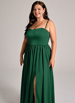 Azazie Calianna Bridesmaid Dresses Dark Green A-Line Off the Shoulder Stretch Satin Convertible Dress image11