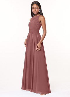 Azazie Harper Brautjungfernkleider A-Linie Plissee Chiffon Kleid Wüstenrose image3
