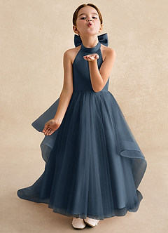 Azazie Bev Flower Girl Dresses Neptune A-Line Convertible Tulle Dress image4