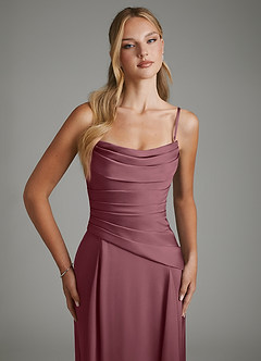 Azazie Gabriela Bridesmaid Dresses Desert Rose A-Line Corset Stretch Satin Dress image3