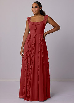 Barbie ♥ Azazie Bridesmaid Dresses Rust A-Line with Pockets Chiffon Dress image9
