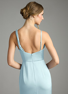 Azazie Samara Suknie dla druhen Syrena Pofałdowany Satyna elastyczna Do ziemi Sukienka image6