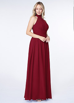 Azazie Iman Bridesmaid Dresses Burgundy A-Line A-Line Ruched Chiffon Dress image3