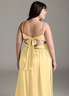 Azazie Zeya Bridesmaid Dresses Butter A-Line Pleated Stretch Satin Dress image15