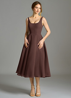 Azazie Amalie Bridesmaid Dresses Ganache A-Line Pleated Chiffon Dress image4