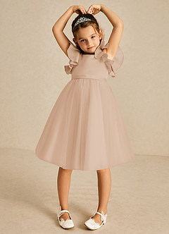Azazie Kaeya Flower Girl Dresses English Rose A-Line Bow Tulle Dress image3