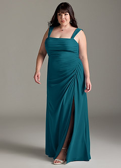 Azazie Jesaphine Bridesmaid Dresses Ink Blue Sheath Bow Chiffon Dress image12
