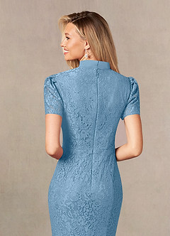 Azazie Carleannia Mother of the Bride Dresses Steel Blue Mermaid Lace Chiffon Dress image7