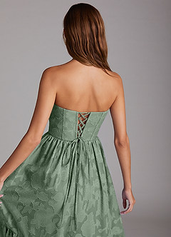 Azazie Delphina Bridesmaid Dresses Matcha A-Line Strapless Floral Burnout Convertible Dress image6
